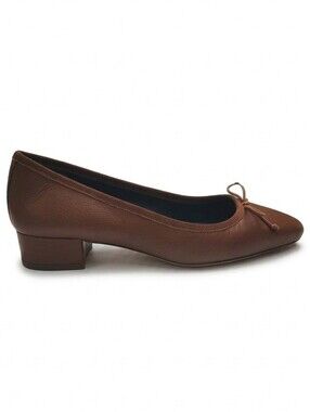 Veronica Beard Cecile Brown Leather Bow Square Toe Ballet Flat Size 6